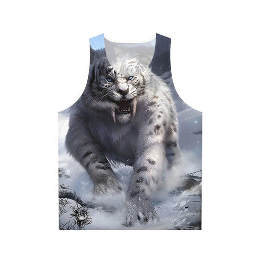 White sabertooth tiger legendary animal unisex tank top