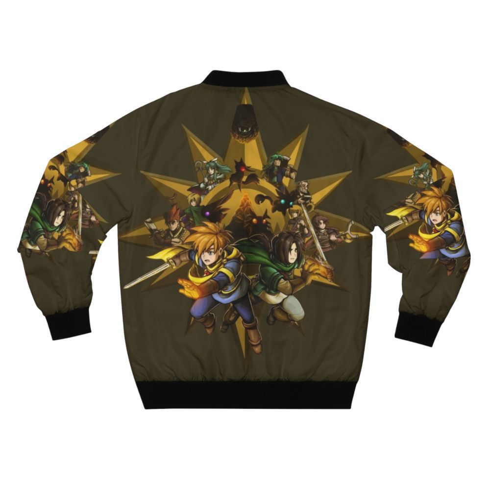 Golden Sun-inspired bomber jacket with characters and Djinn imagery - Back