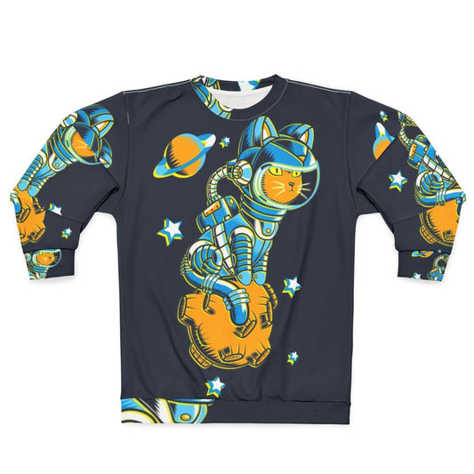 Cosmic Cat Space Sweatshirt - Feline Space Explorer Apparel