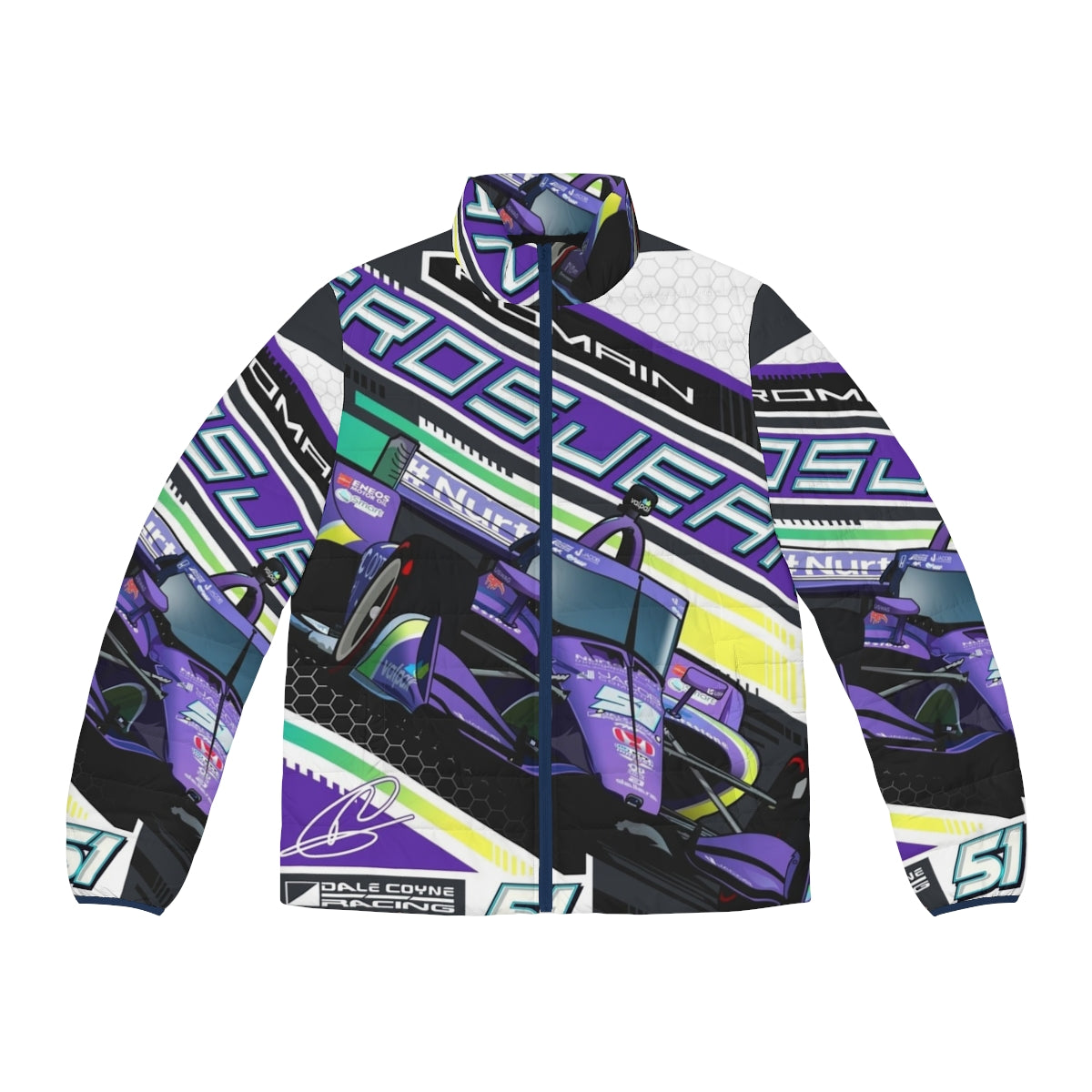 Romain Grosjean Indycar 51 Purple Puffer Jacket