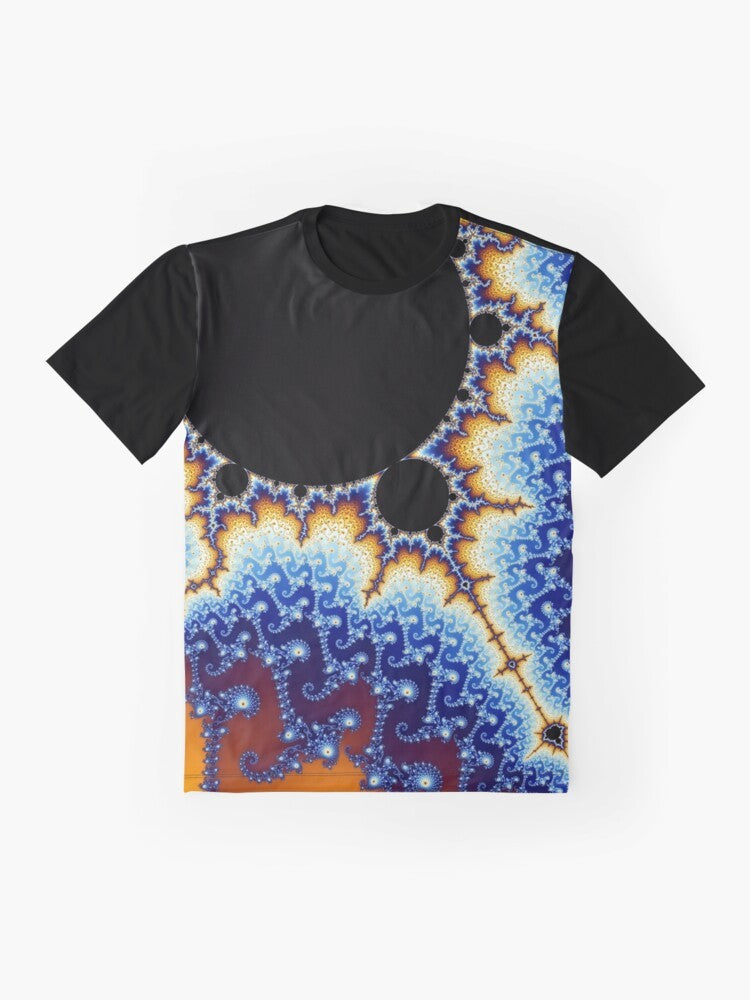 Colorful Mandelbrot set fractal pattern design on t-shirt - Flat lay