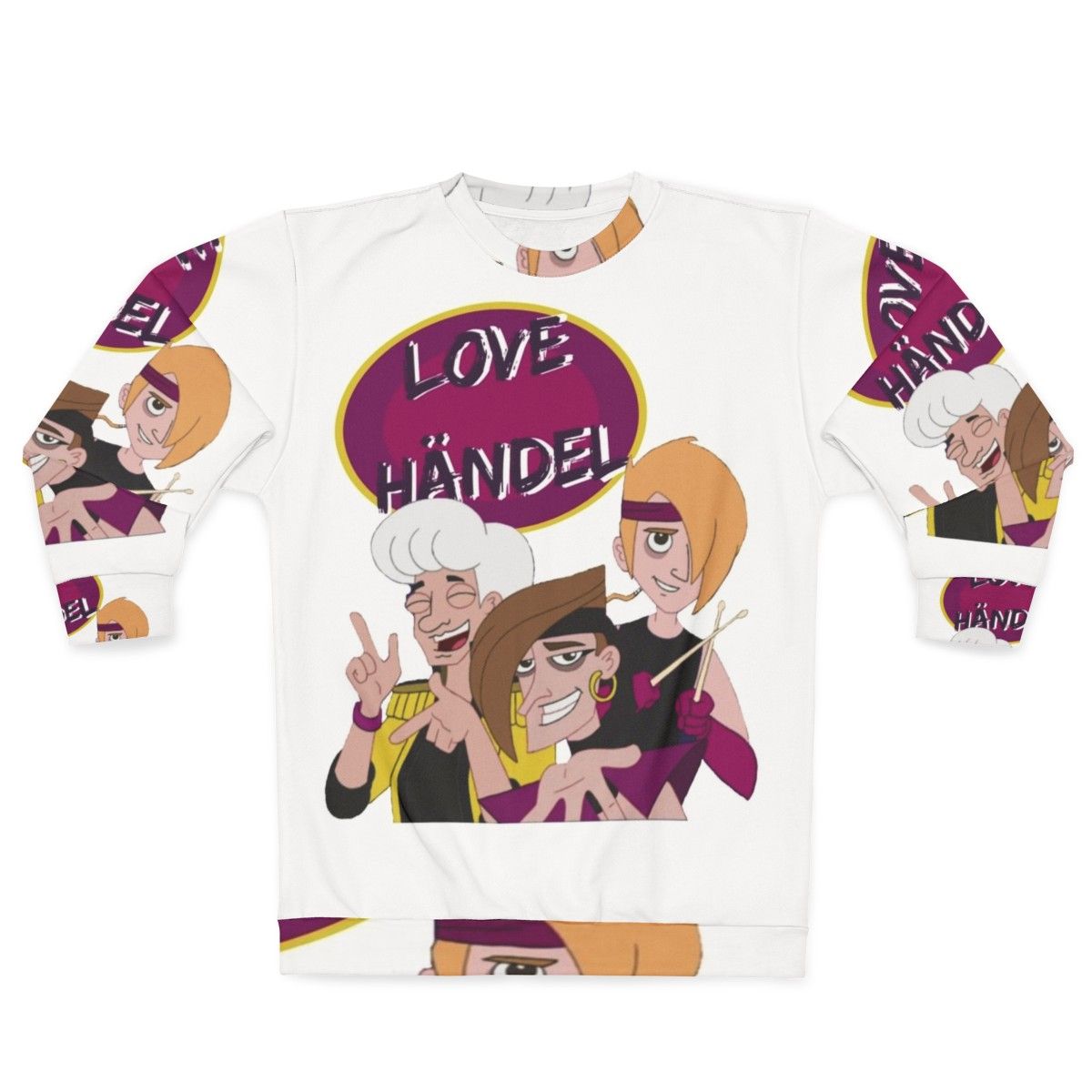 Love Handel Phineas and Ferb 80s Band Cartoon Sweatshirt