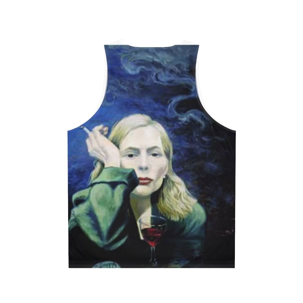 Unisex tank top featuring Joni Mitchell inspired "Both Sides Now" pop art design - Back