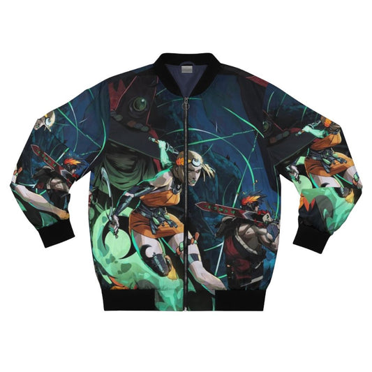 Hades 2 video game inspired bomber jacket featuring key characters and elements from the game.