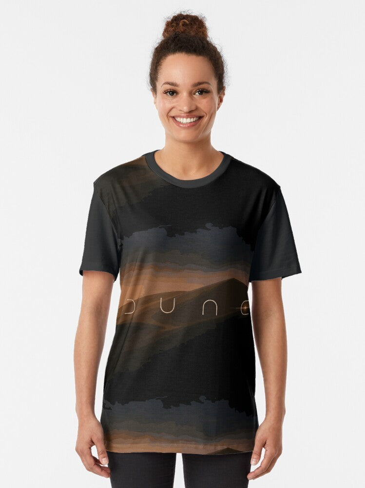 Dune Landscape Graphic T-Shirt featuring a desert landscape from the movie Dune - Women