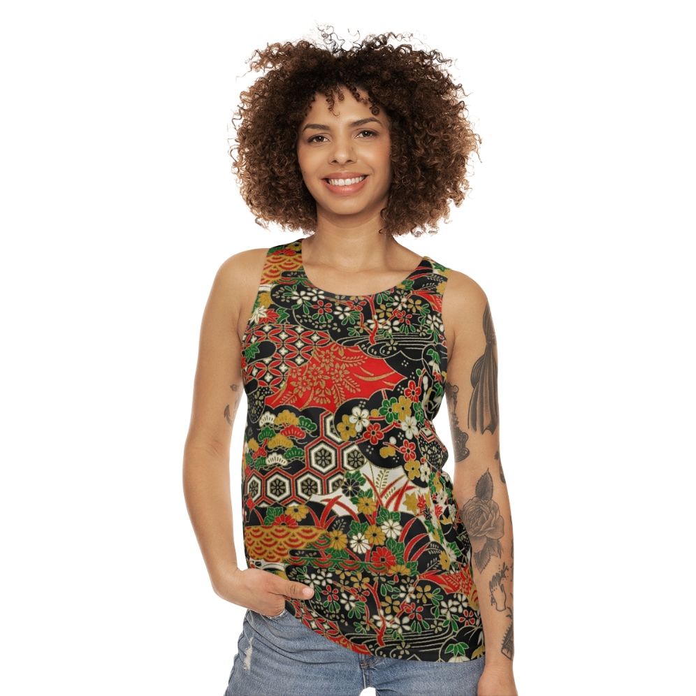 Traditional Japanese pattern unisex tank top - women