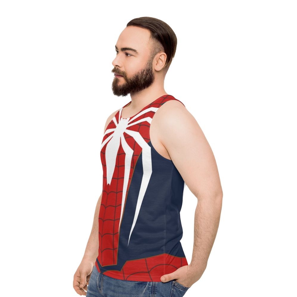 Unisex spider themed tank top with web design - men side