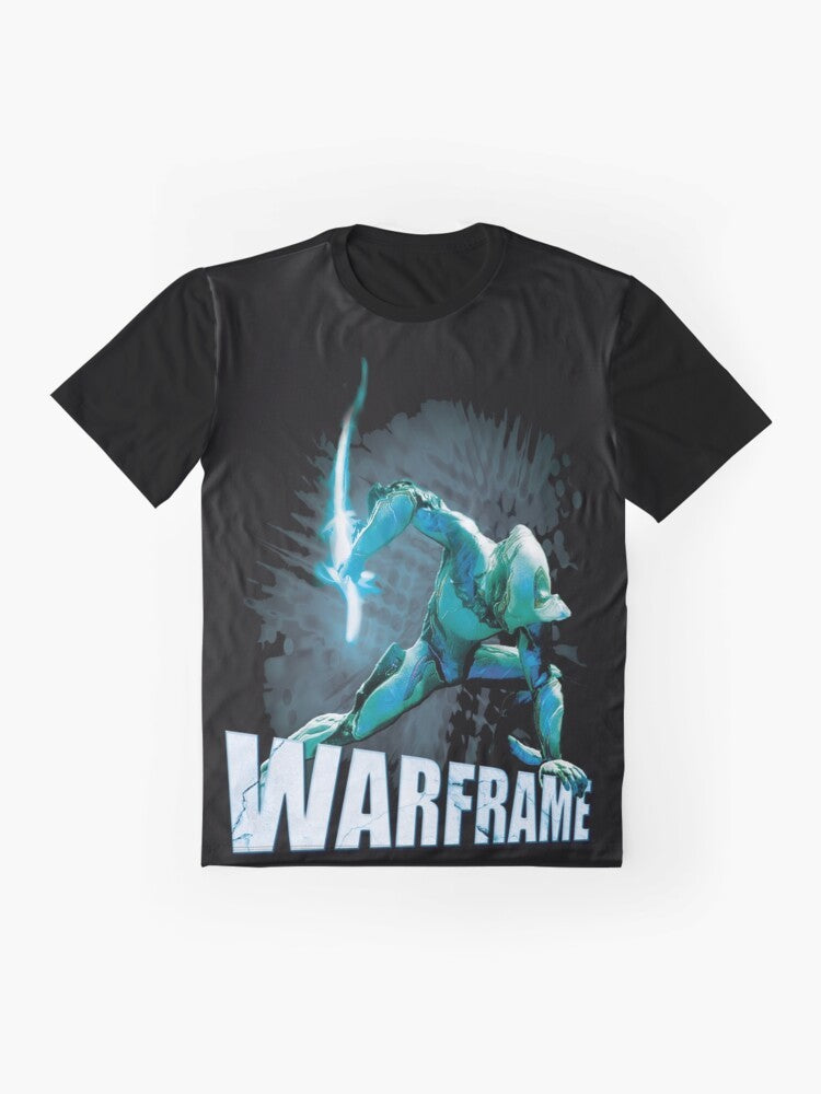 Warframe Graphic T-Shirt featuring characters from the video game - Flat lay