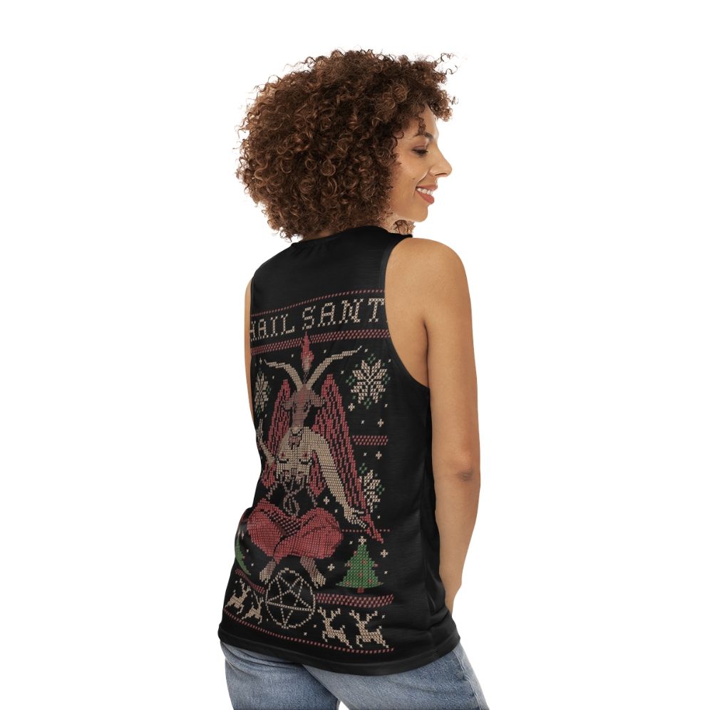 Unisex Christmas Santa Occult Fantasy Pixel Art Embroidery Tank Top - women back