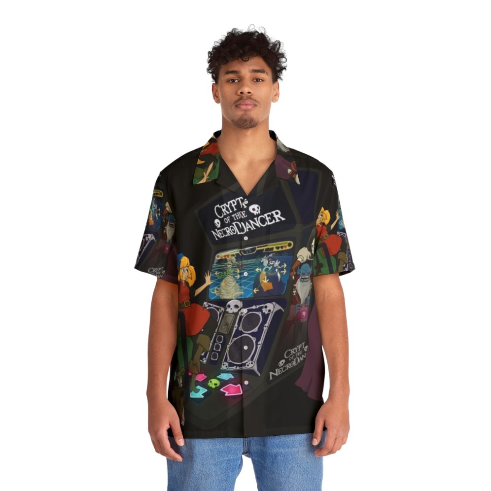 Arcade of the Necrodancer Hawaiian Shirt featuring music-inspired gaming design - Lifestyle