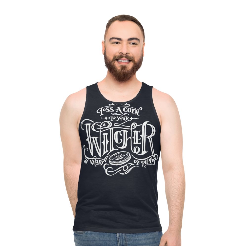 Toss A Coin To Your Witcher Unisex Black & White Tank Top - men