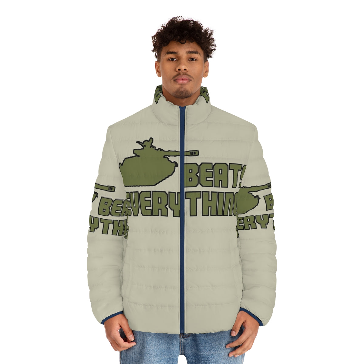 Stylish puffer jacket with futuristic, military-inspired design - men front