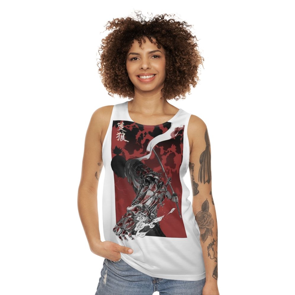 Sekiro Unisex Tank Top Featuring Wolf With Katana - women