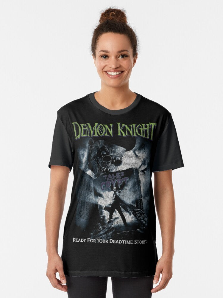 Demon Knight horror graphic t-shirt featuring Tales from the Crypt inspired design - Women