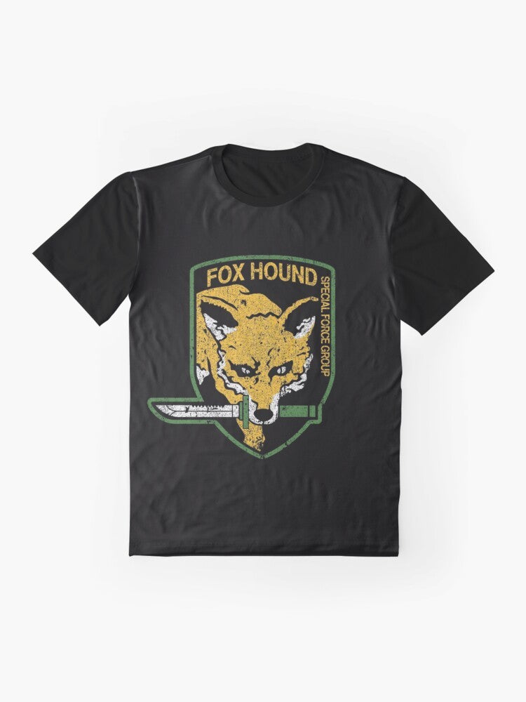 Metal Gear Solid Foxhound Graphic T-Shirt featuring the iconic Foxhound logo and characters from the video game series - Flat lay