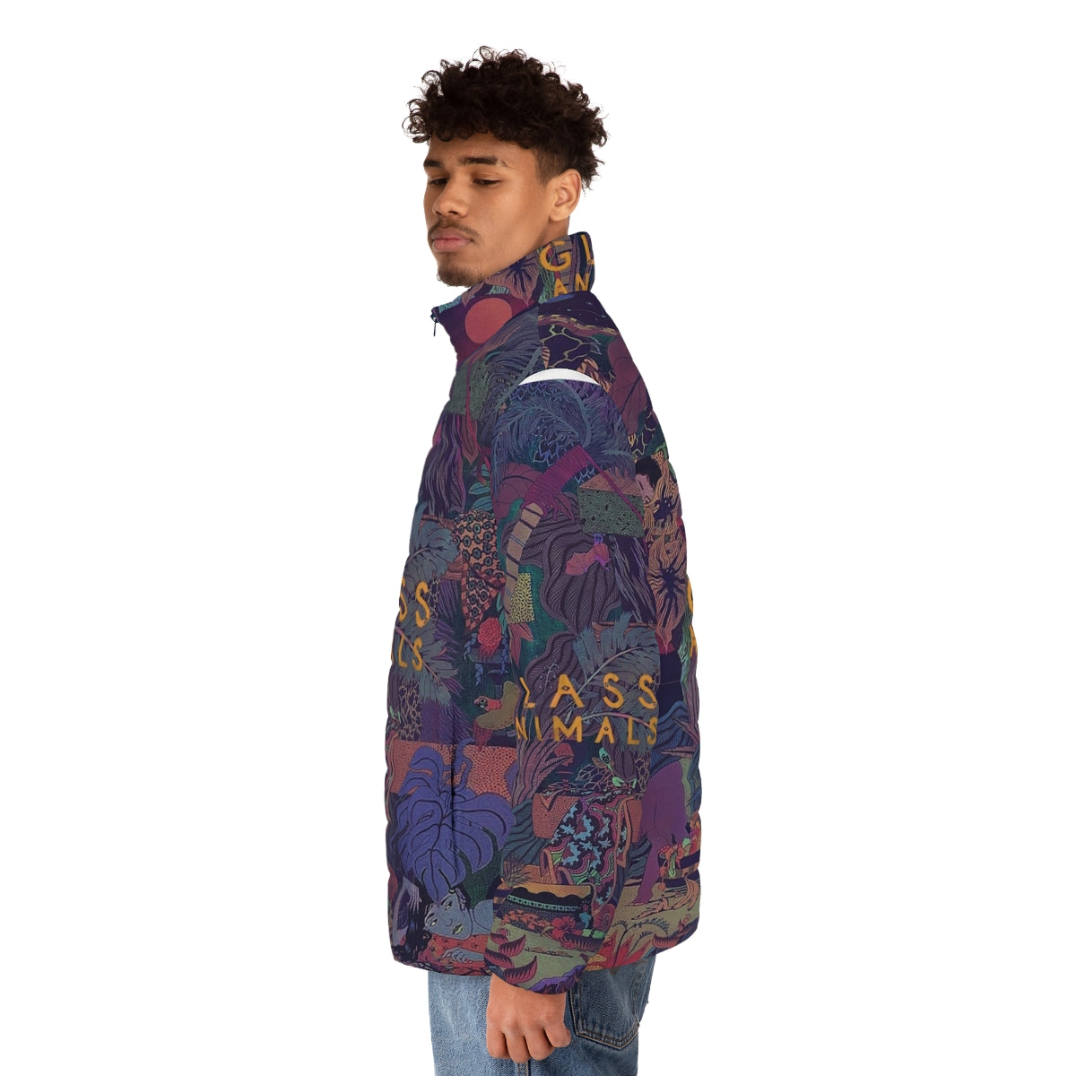 Glass Animals Zaba Puffer Jacket 2 with album art design - men side left