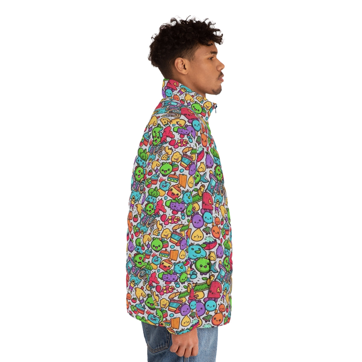 Hobbies Cartoon Puffer Jacket 6 with abstract and hipster design - men side right