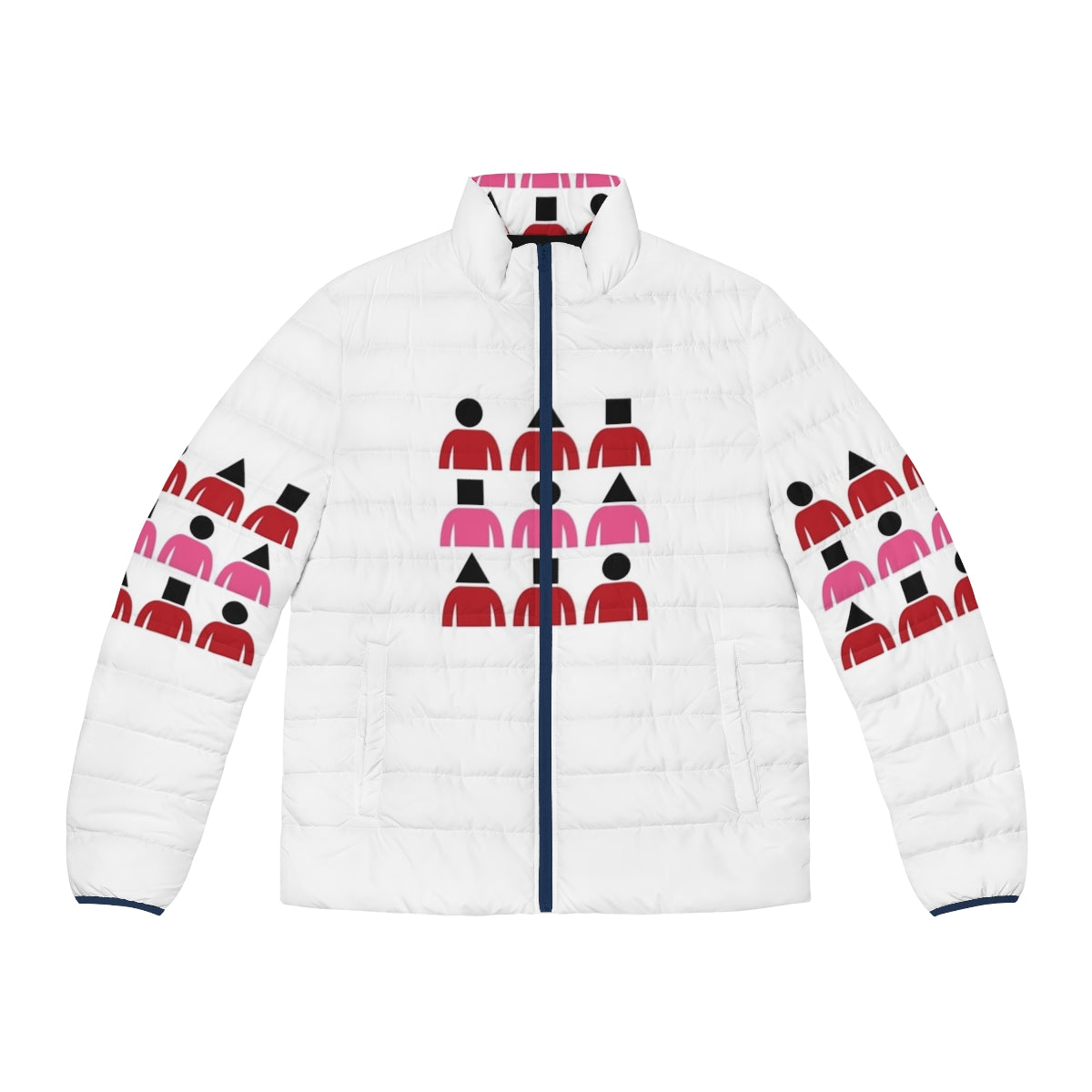 Squid Game 3x3 Grid Puffer Jacket featuring the iconic square pattern from the hit Netflix series