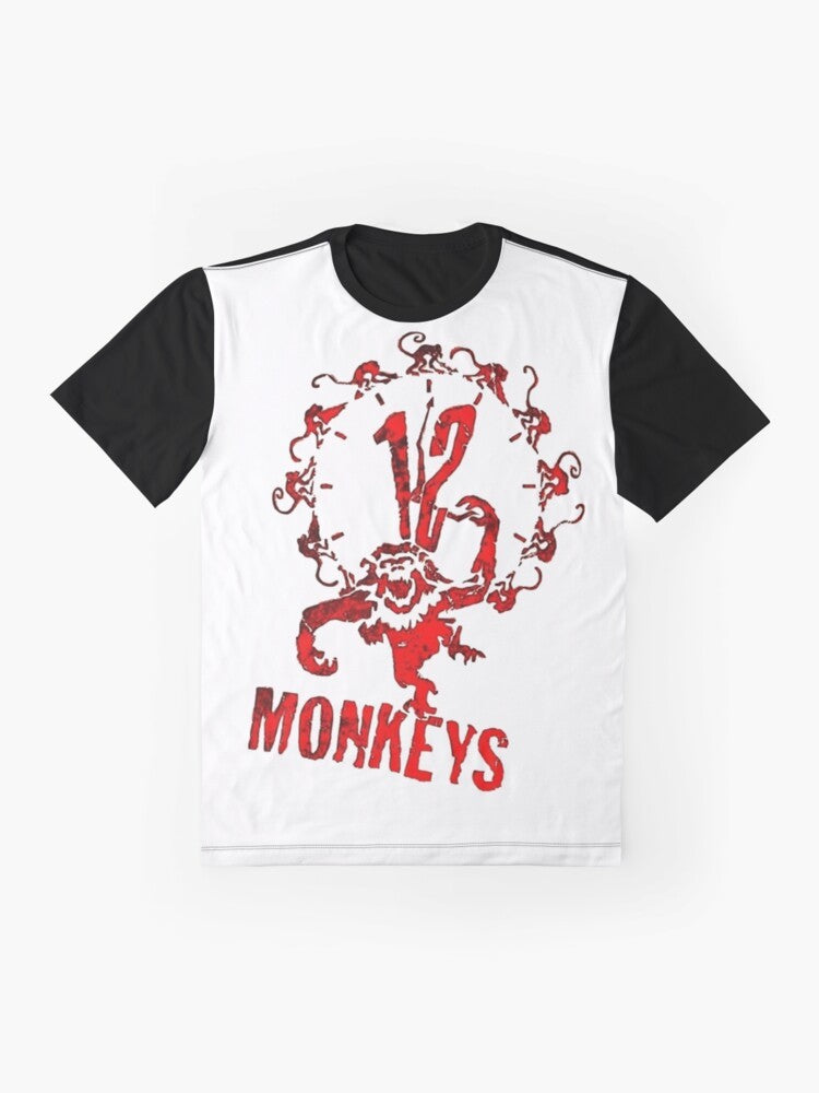 Dystopian 12 Monkeys Graphic T-Shirt with Brad Pitt - Flat lay