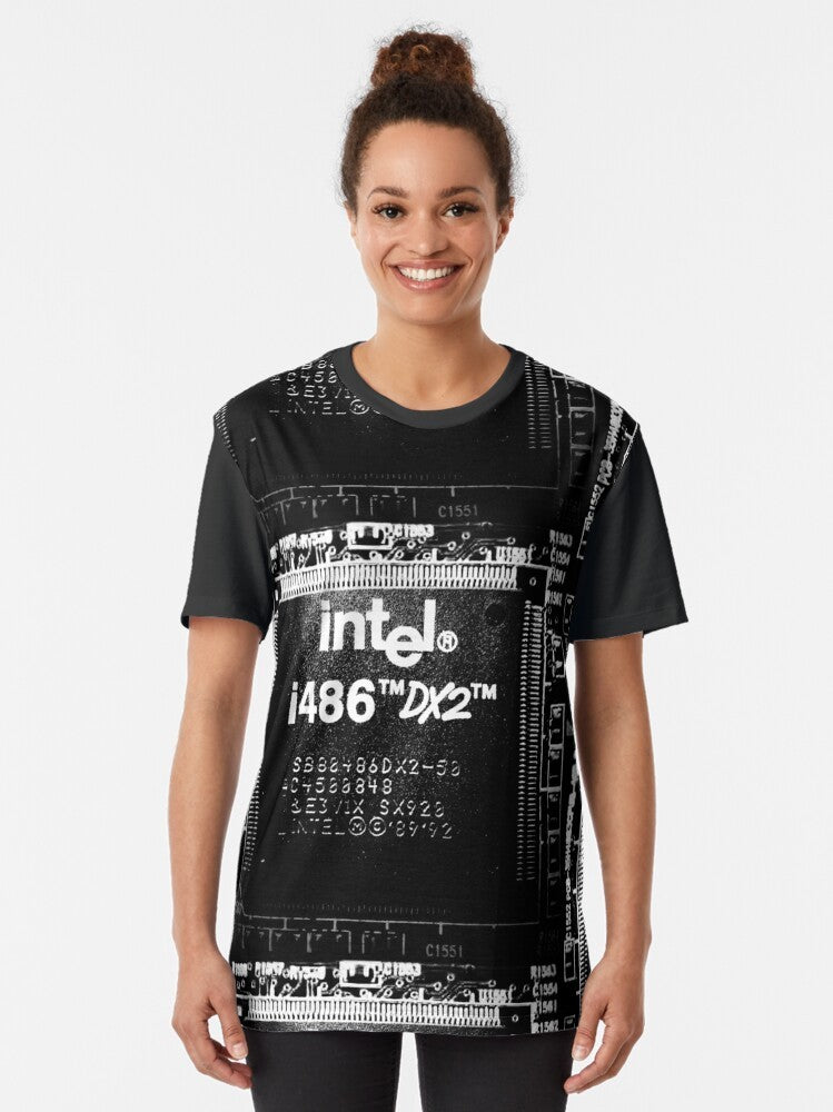 i486 DX2 processor microchip graphic t-shirt - Women