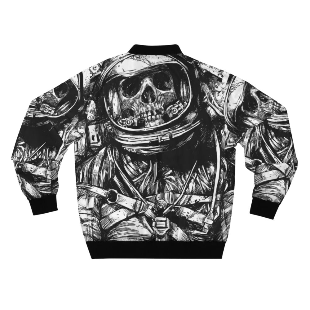 Abandoned astronaut horror bomber jacket with black and white space and zombie theme - Back