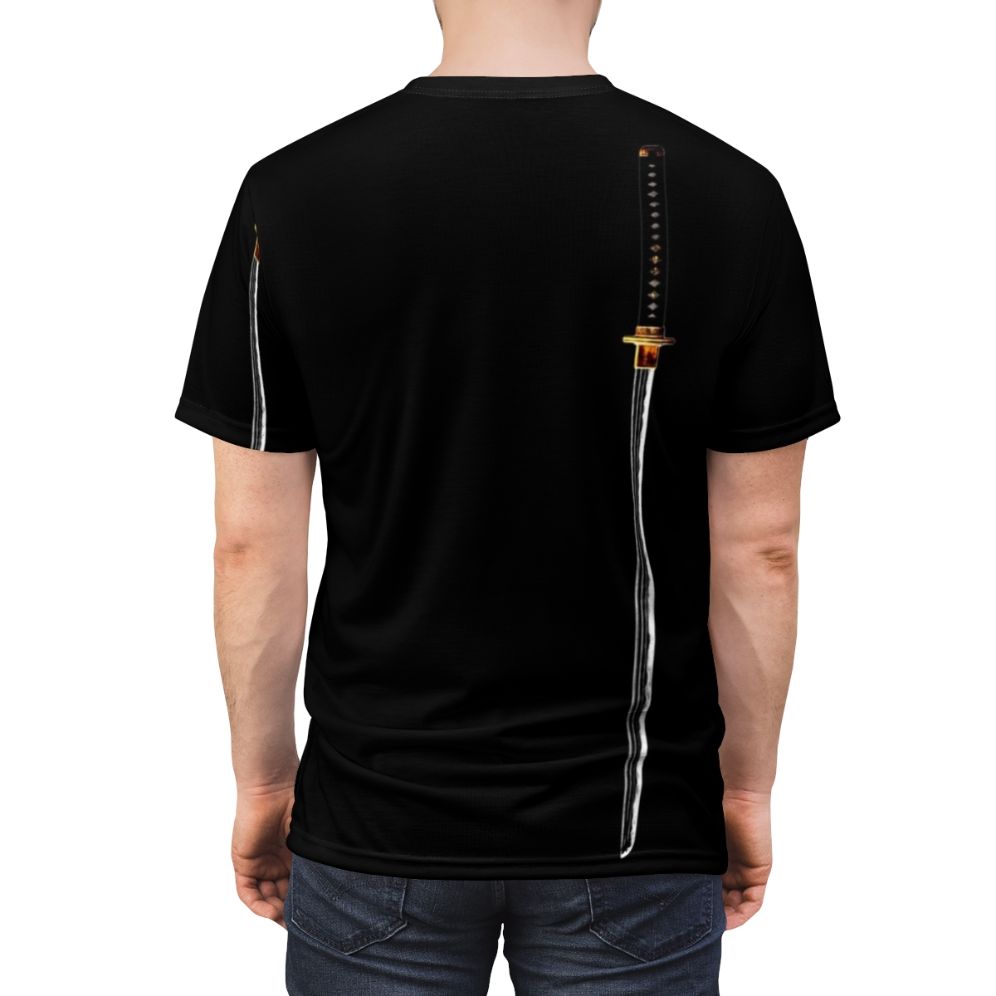 Samurai-inspired graphic t-shirt featuring a katana sword design - men back