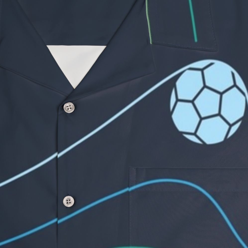 Sporty Hawaiian Shirt with Soccer and Football Motifs - Detail