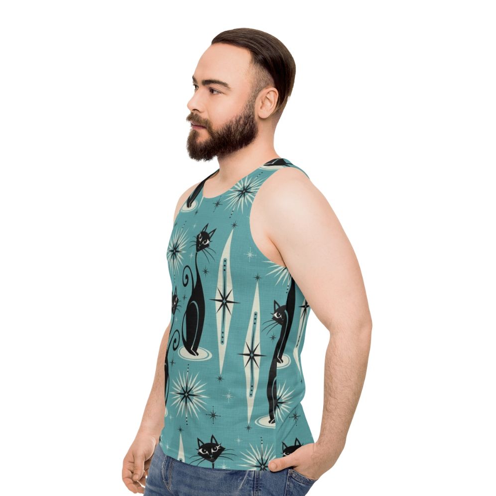 Mid Century Atomic Cats Unisex Tank Top - men side