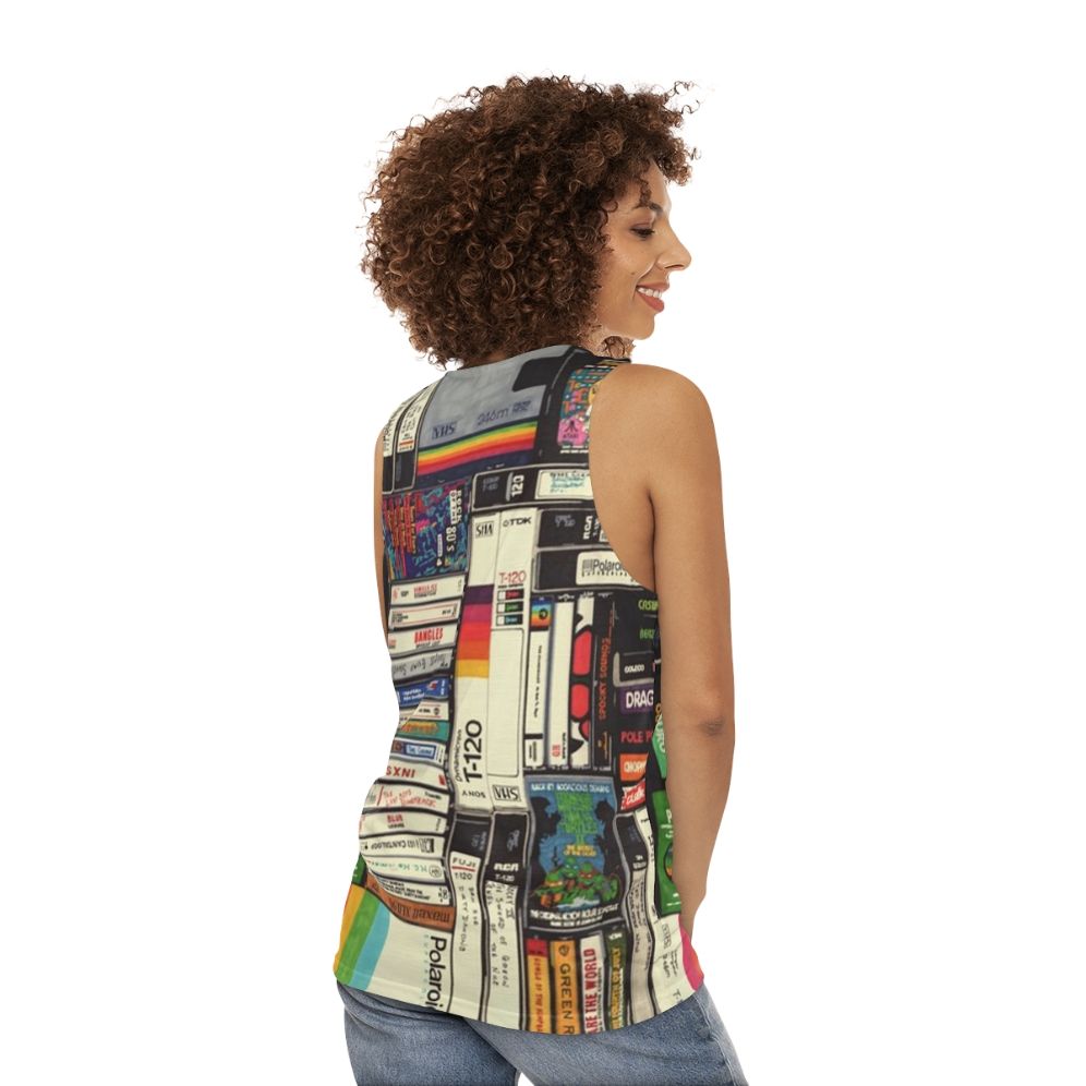 Retro 80s VHS Cassette Unisex Tank Top - women back