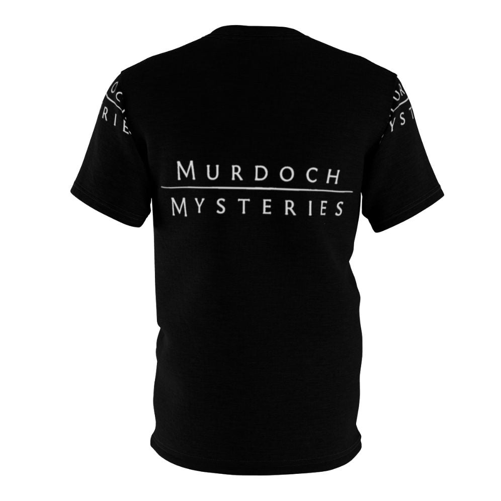 Murdoch Mysteries inspired t-shirt featuring the show's logo and cast of characters - Back