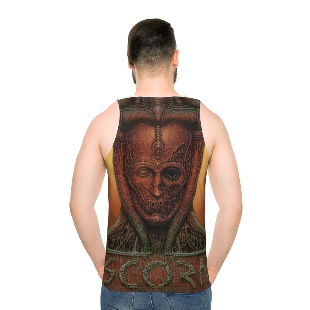 Scorn Game Unisex Horror Tank Top - men back