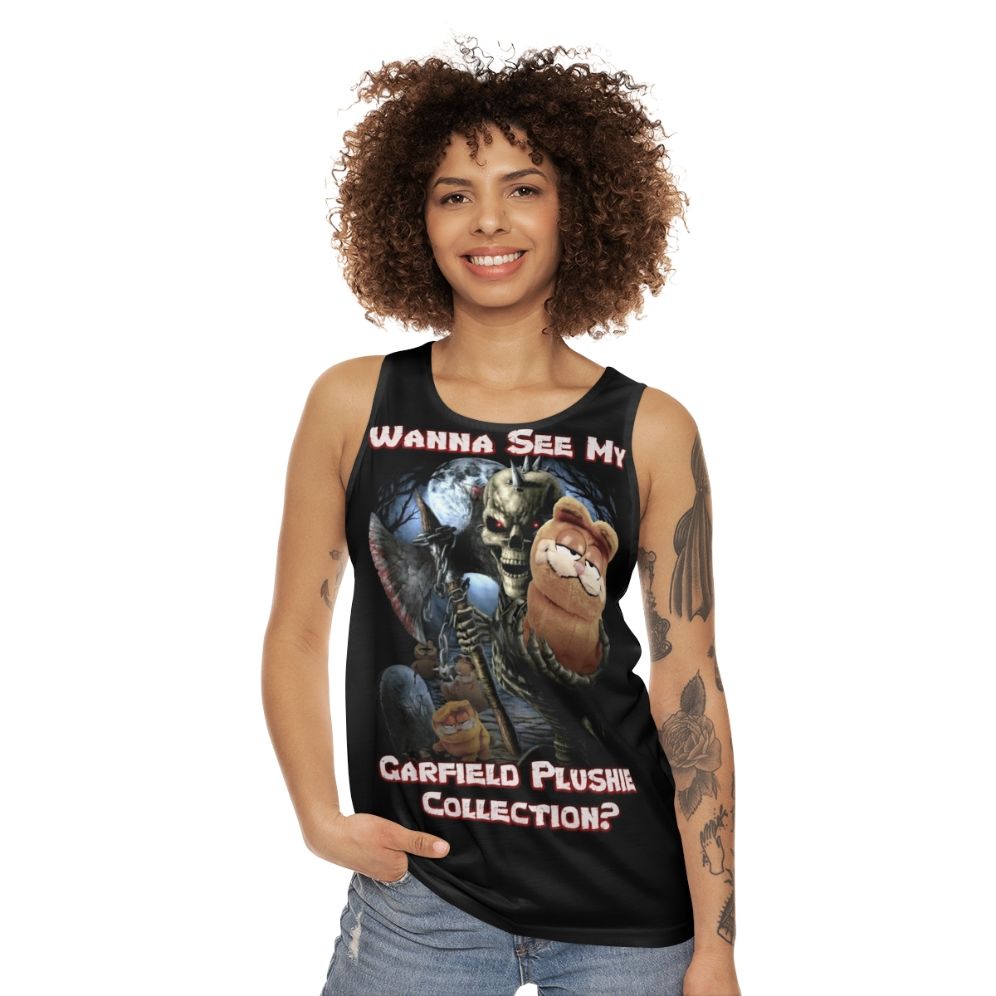 Quirky Garfield graphic unisex tank top - women