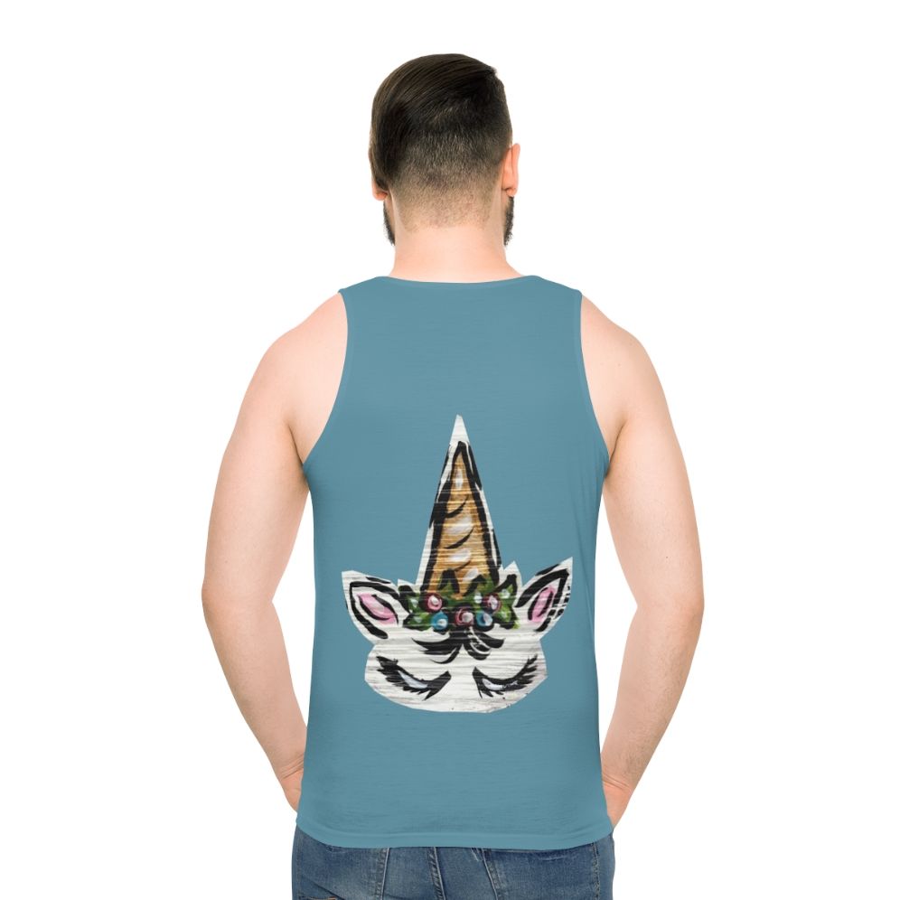 Unisex floral unicorn tank top - men back