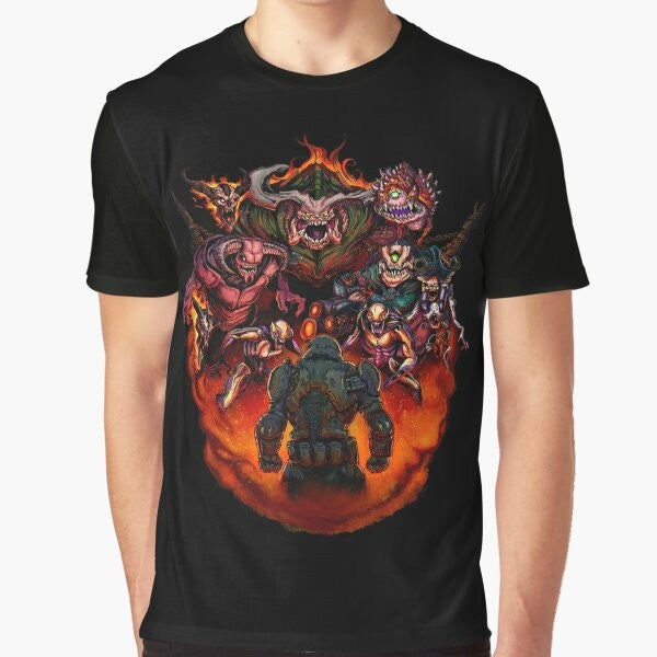 Doom "Fight like Hell 2" Graphic T-Shirt featuring Doomguy character