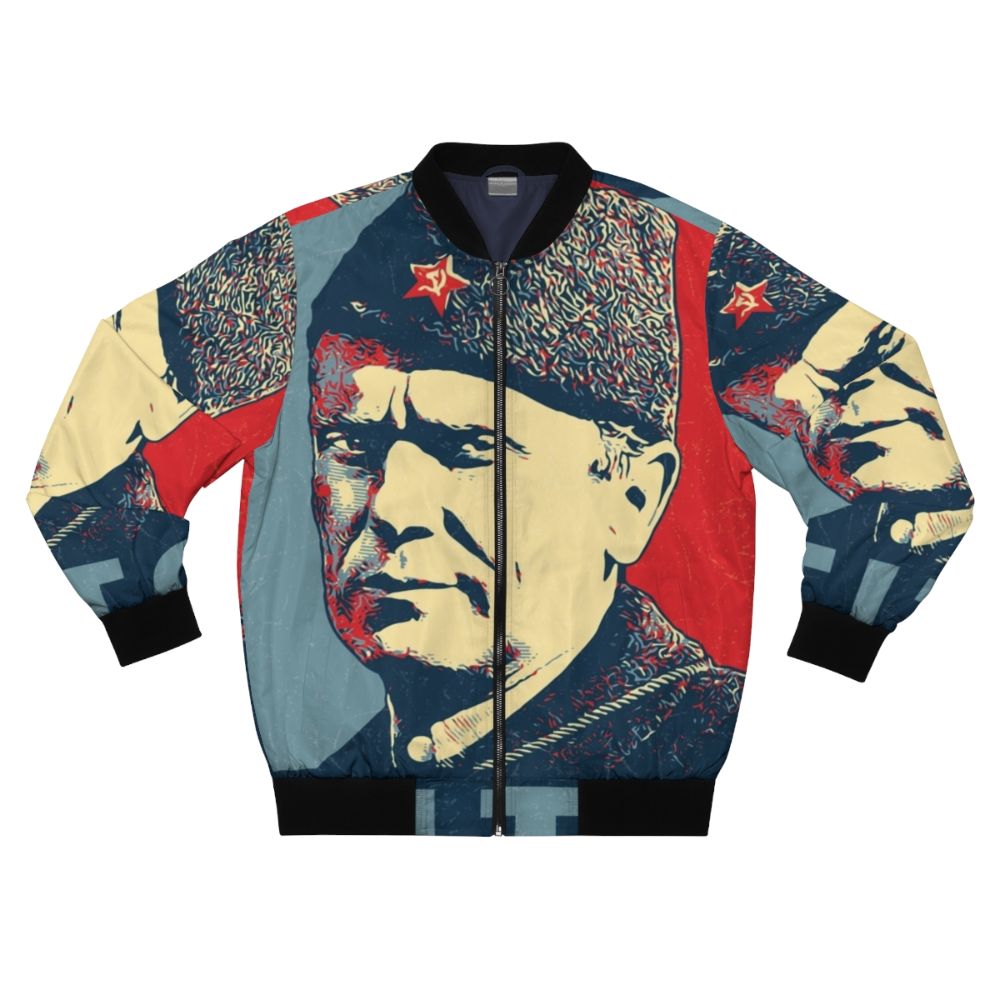 Vintage bomber jacket featuring Josip Broz Tito, the former president of Yugoslavia