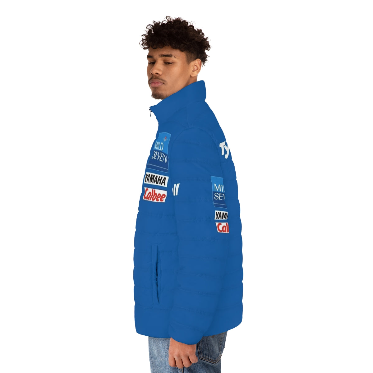 Gp2 Tribute Tyrrell Puffer Jacket featuring vintage F1 racing design - men side left