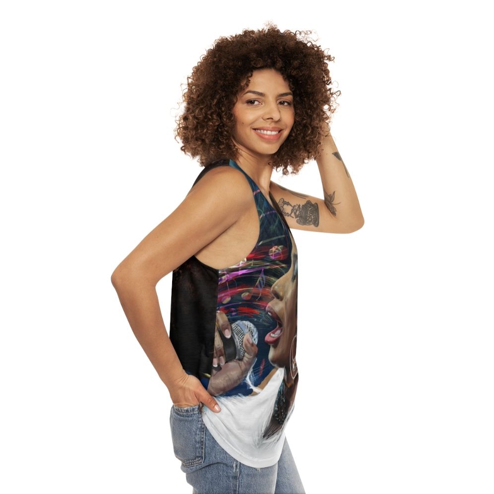 Unisex striped graphic tank top - women side