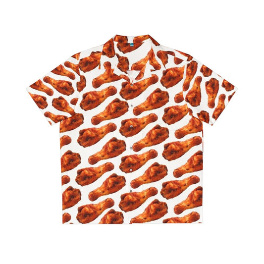 Vibrant buffalo chicken wing patterned Hawaiian shirt