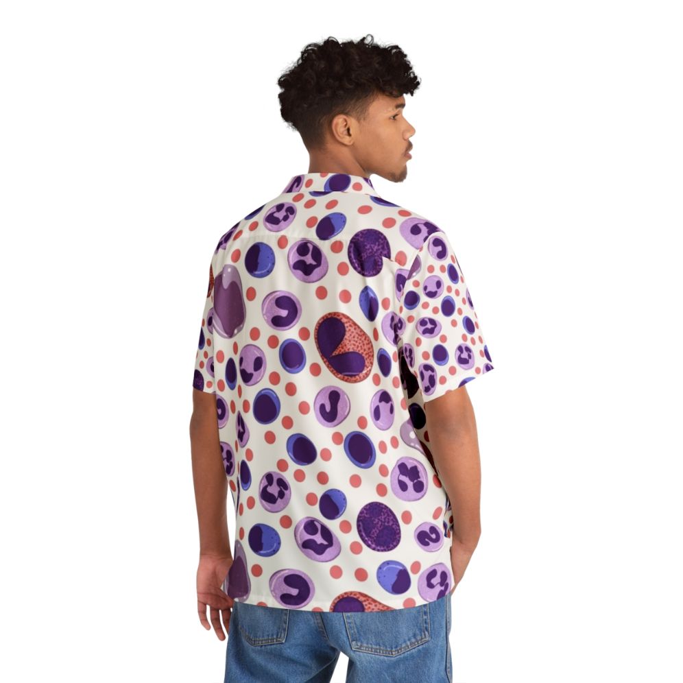 Large white blood cell pattern on a Hawaiian-style shirt - People Back