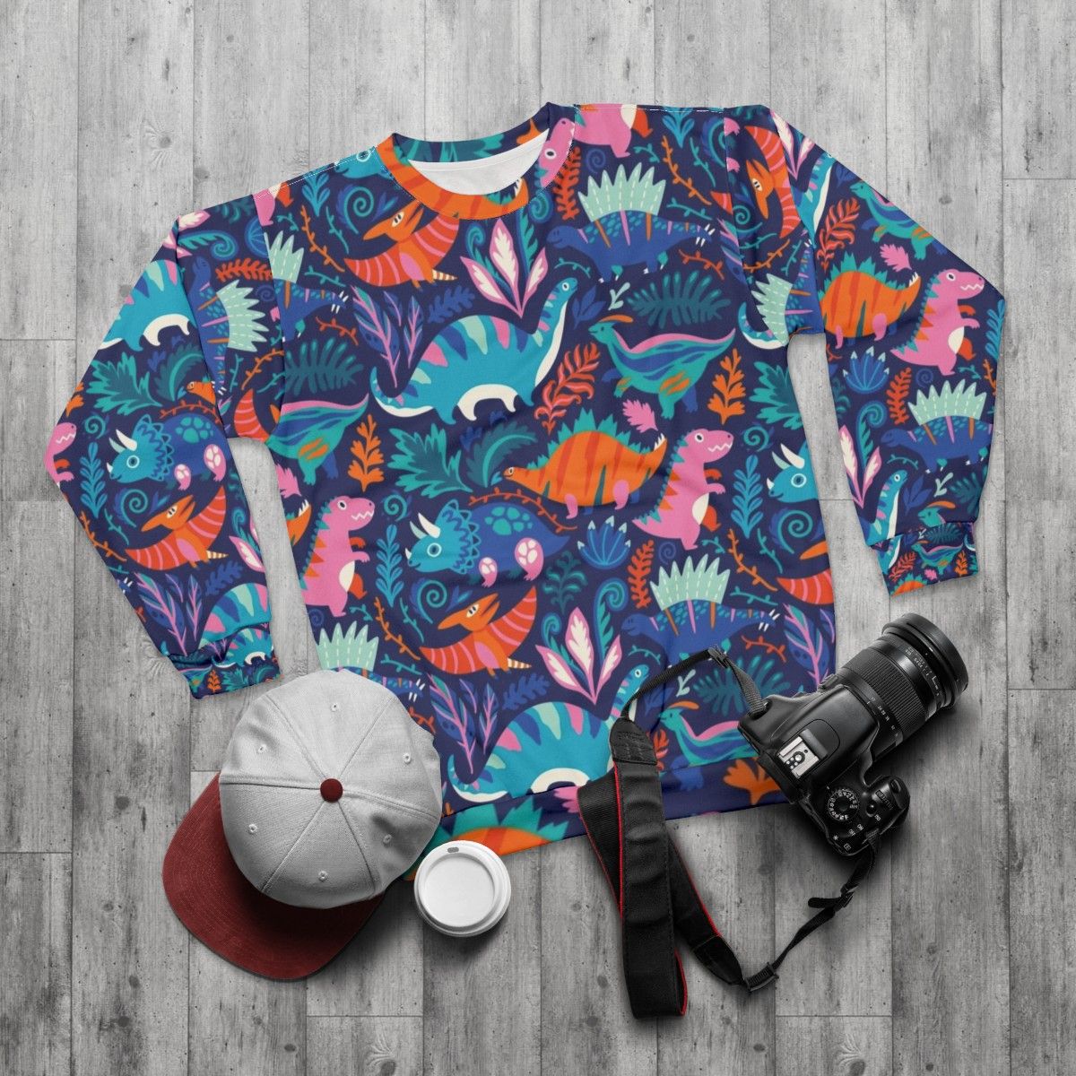 Dino Team 1 Dinosaur Sweatshirt - flat lay