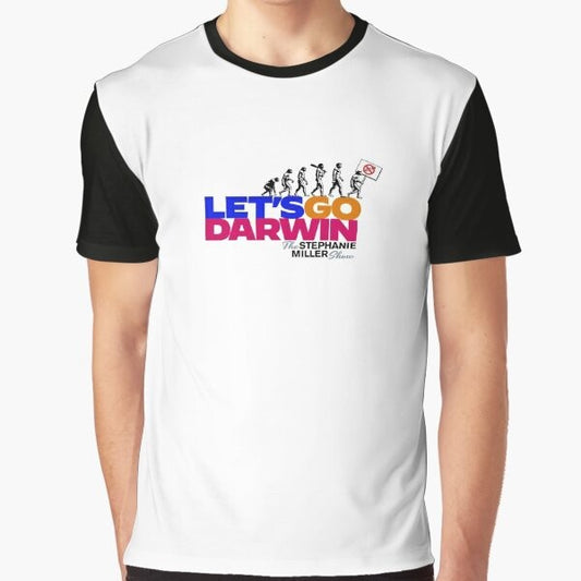 "Let's Go Darwin 2" graphic t-shirt featuring an evolution-themed design