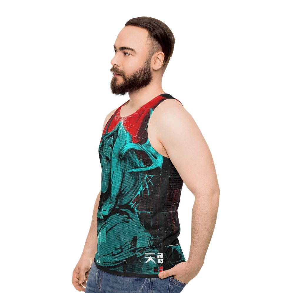 Cyberpunk Glitch Girl Unisex Tank Top - men side