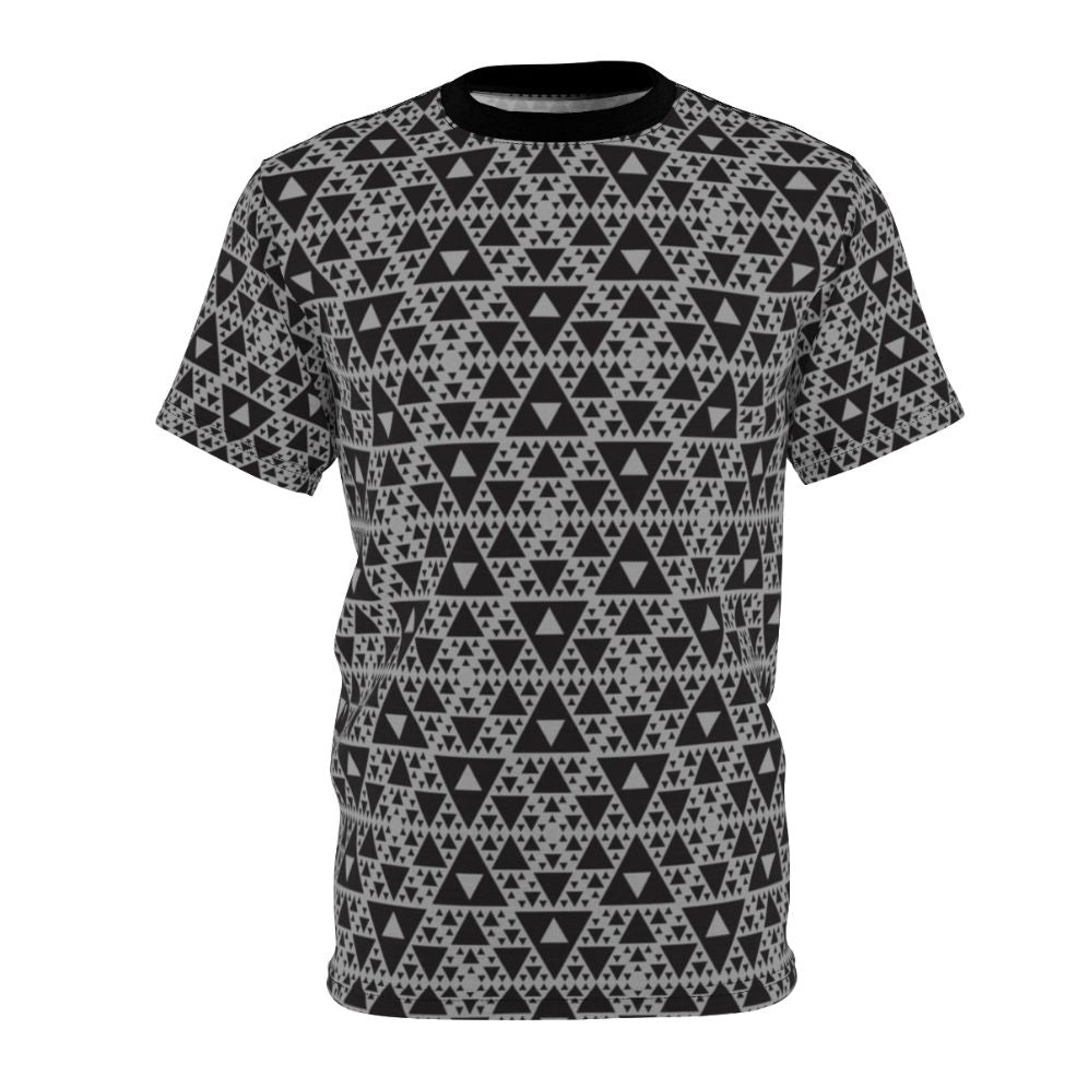 Dark version all over print t-shirt with a triangular pattern design