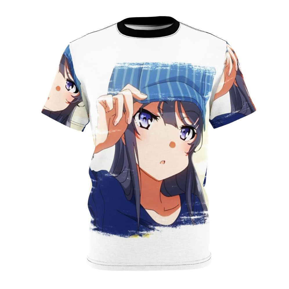 Anime-inspired t-shirt featuring the character Mai Sakurajima from the Rascal Does Not Dream of Bunny Girl Senpai series