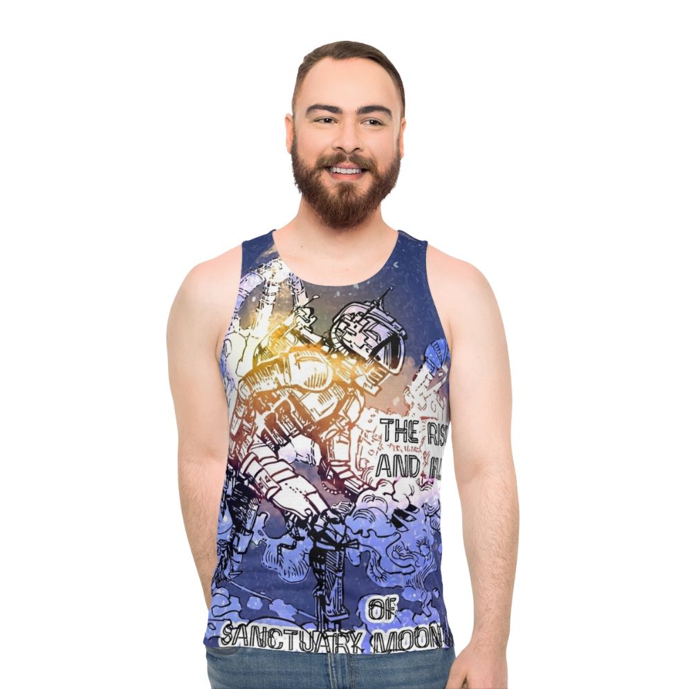 Unisex sci-fi tank top featuring The Rise and Fall of Sanctuary Moon - men