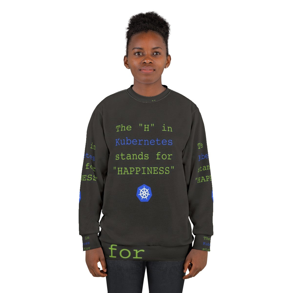 Kubernetes sweatshirt with cloud computing and devops design - women