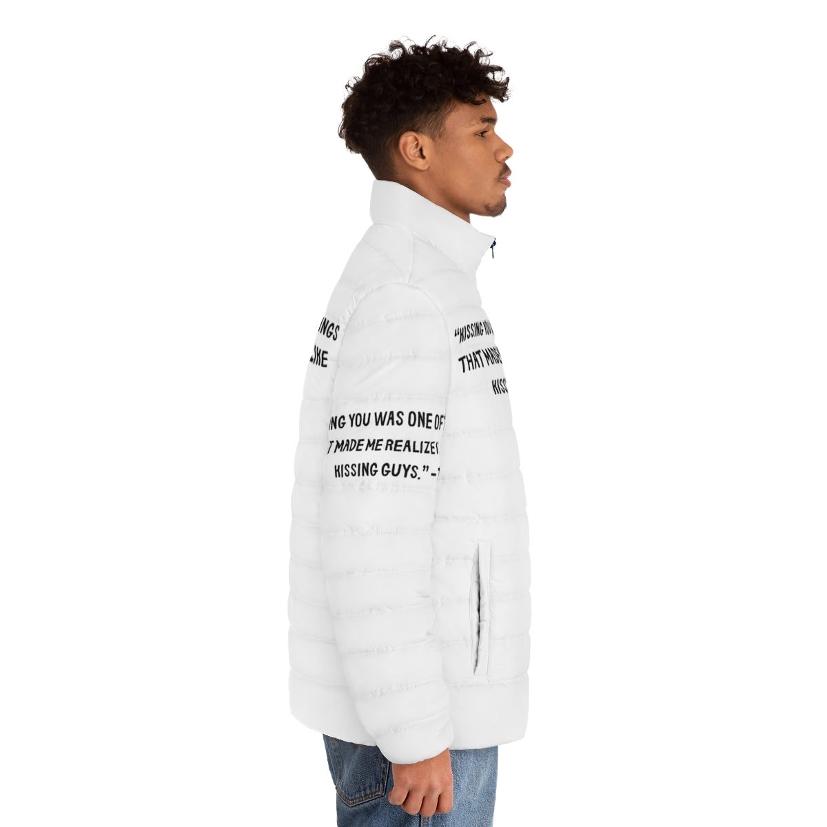 Heartstopper gang puffer jacket with colorful graphic design - men side right