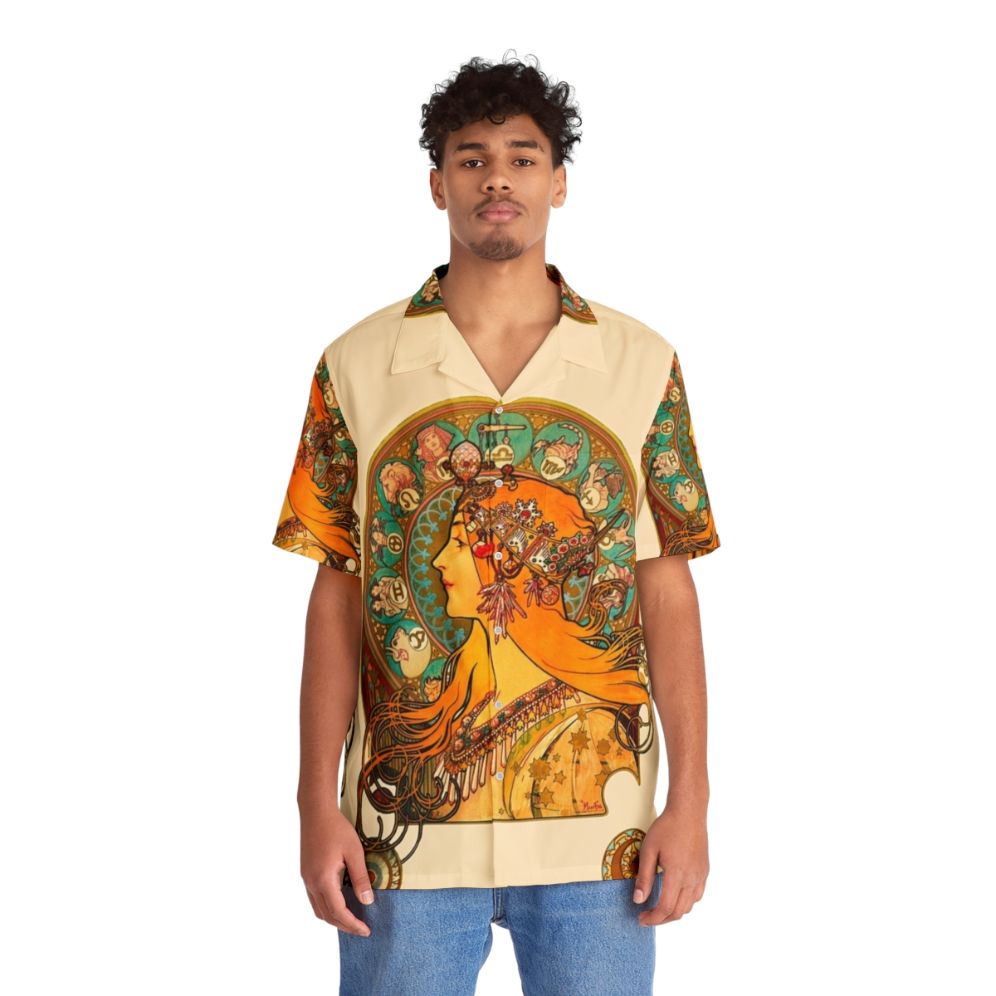 Zodiac 1896 Alphonse Mucha Inspired Hawaiian Shirt - People Front