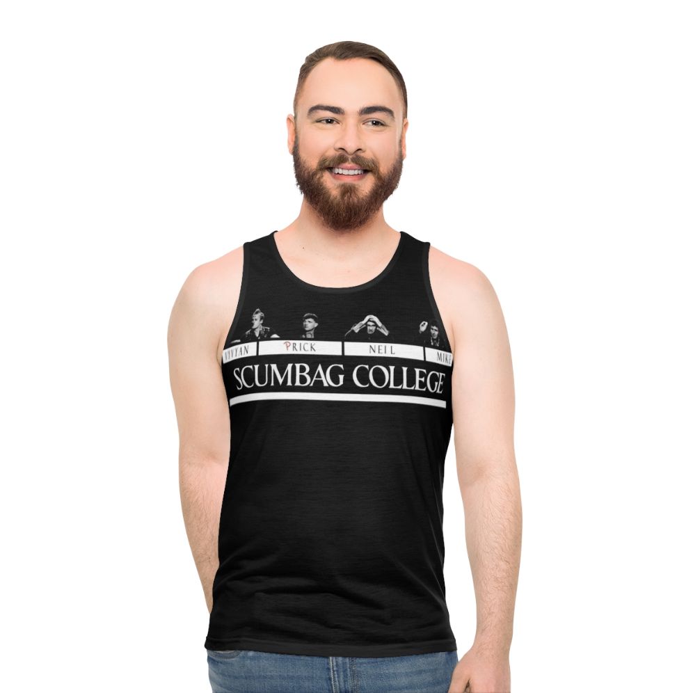 Unisex 1980s punk rock college lifestyle graphic tank top - men