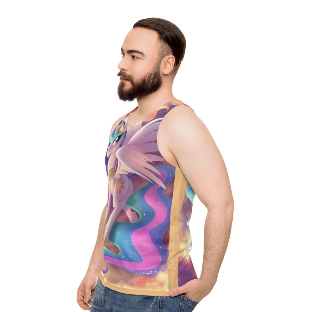 Unisex tank top with a celestial alicorn design inspired by My Little Pony - men side